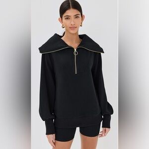 ▪️NWT Varley Vine Ribbed Half-Zip Sweatshirt in Black with Gold Zipper